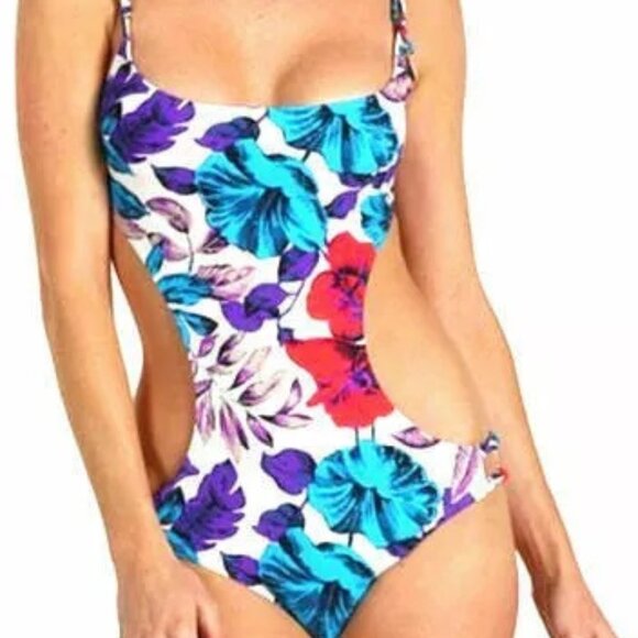 MARC JACOBS HAVANA FLORAL MONOKINI 1 PC SWIMSUIT MARSMALLOW WHITE BLUE NWT! - Picture 1 of 10